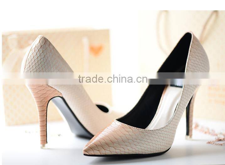 2015 fashion ladies snake pattern high heel shoes for woman