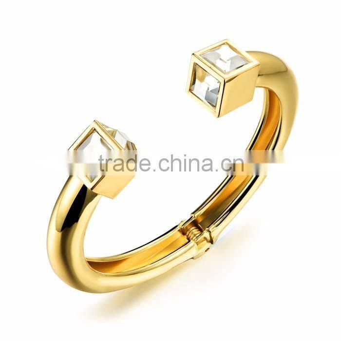 gold plating fashion 2016 girl rhinestone cuff bangle