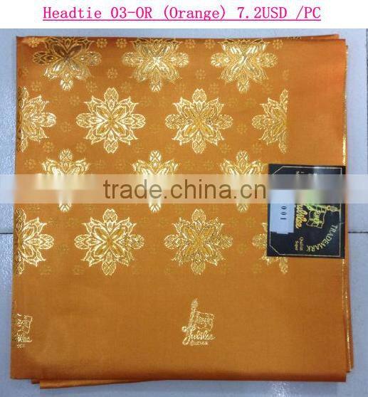 Golden african gele headtie/100%cotton nigerian sego headtie for gele
