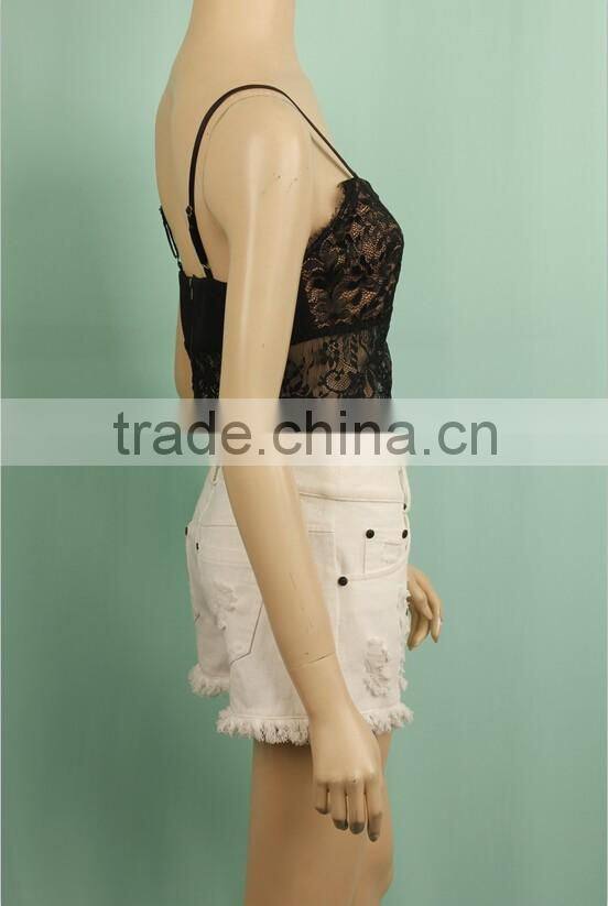 2016 latest Women's blank tops T-shirt underwear spaghetti lace bra vest