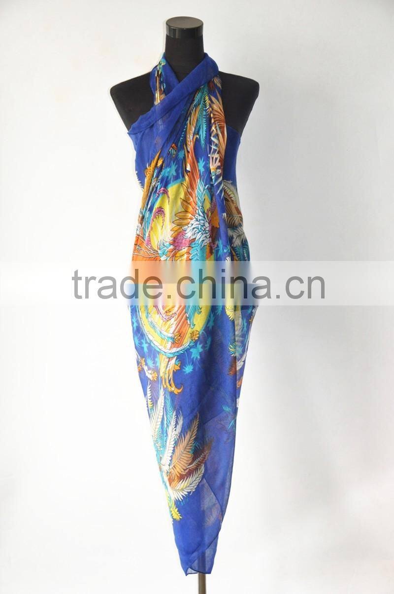 Wholesale Printing Design Oversize Polyester Voile Bali Pareo