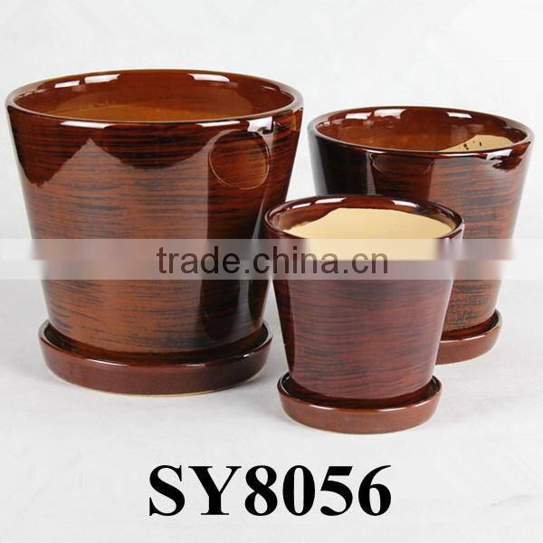 Glazed pots for indoor ceramic sky blue flower pots