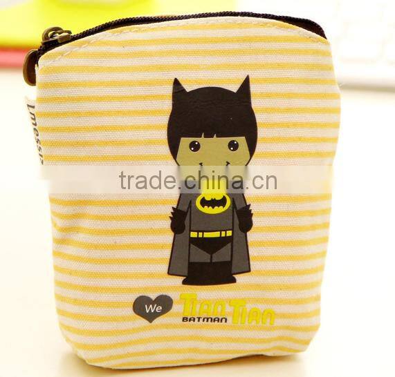 New design striped printing canvas coin purse with low price