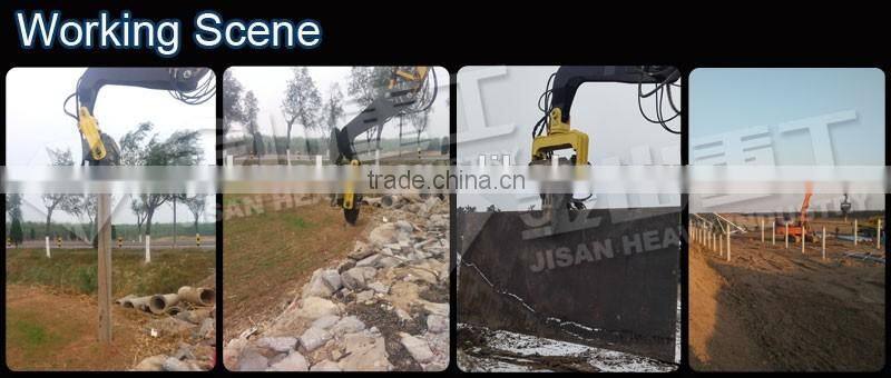 Excavator mounted hydraulic pile driver hammer for concrete piles