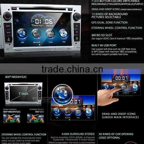 EONON GM5155 Sliver 7 Inch Digital Touch Screen Car DVD Player with Screen Mirroring Function& Built-in GPS For OPEL