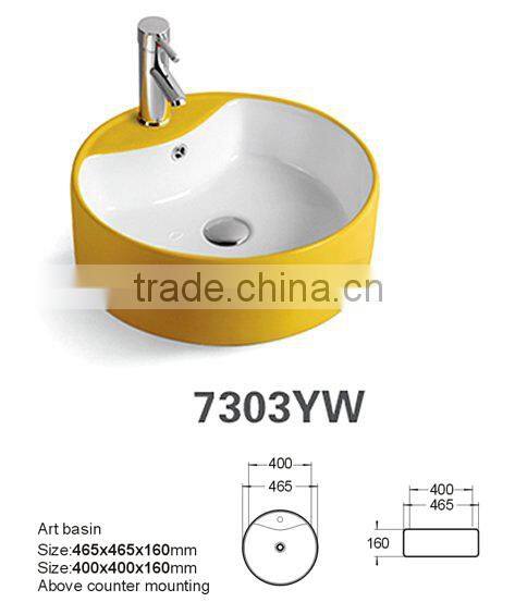 High quality ceramic counter top unique bathroom sink without faucet hole