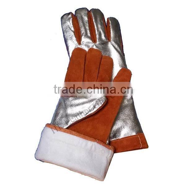 Endurable cowhide split leather Aluminized Back Welding Glove