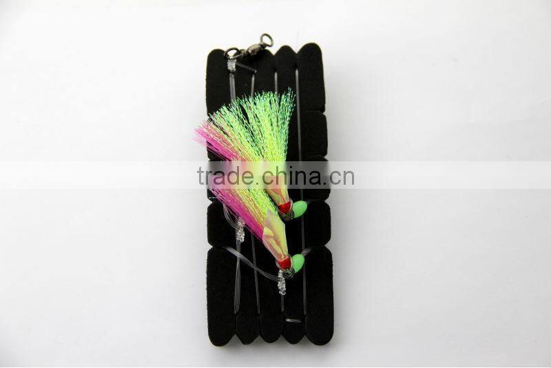 fishing rig flasher sabiki hook lumo wing glow bead 2hooks
