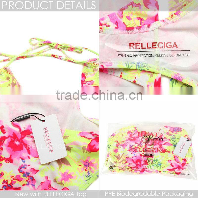 RELLECIGA 2016 OZ Collection - High Contrast Floral Blooming Pattern One-piece Swimsuit with a Trio of Straps at Center Front Op