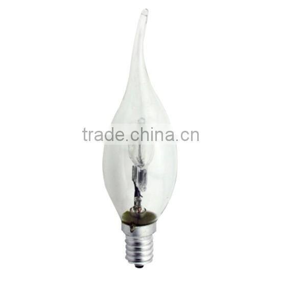 28W CE ROHS glass body halogen c35 e14 with tail bulb