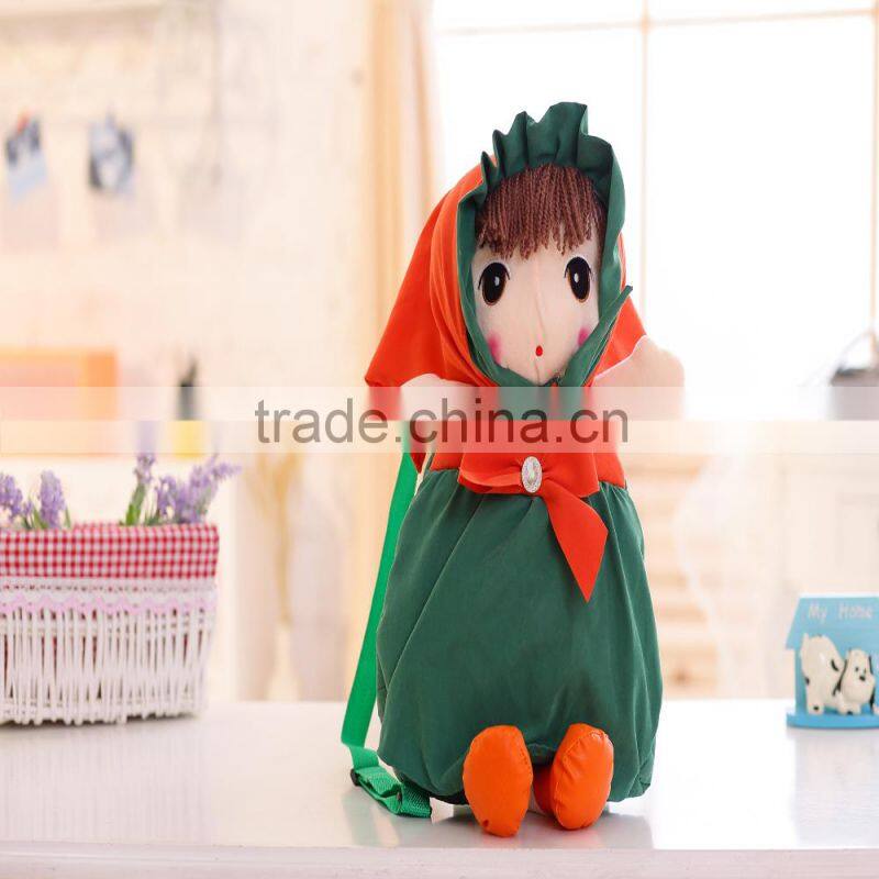55cm beautiful customized beige stuffed plush Phil doll backpack with color-assorted windbreak& hood
