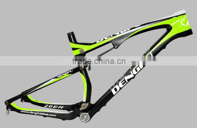 26er full suspension carbon frame, mountain bicycle frame, dengfu hot sale full suspension mtb frame FM076