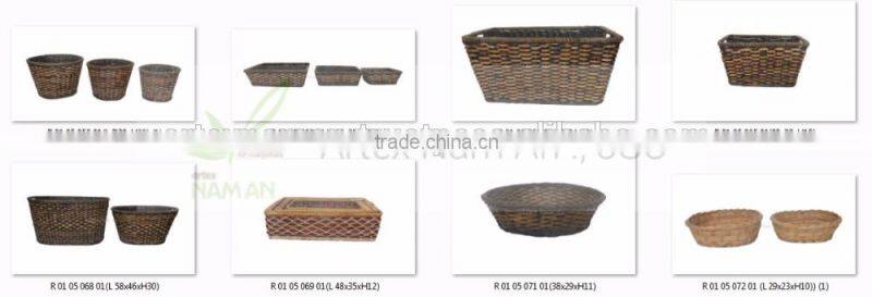 Set of three Rectangular rattan storage baskets Artex Nam An