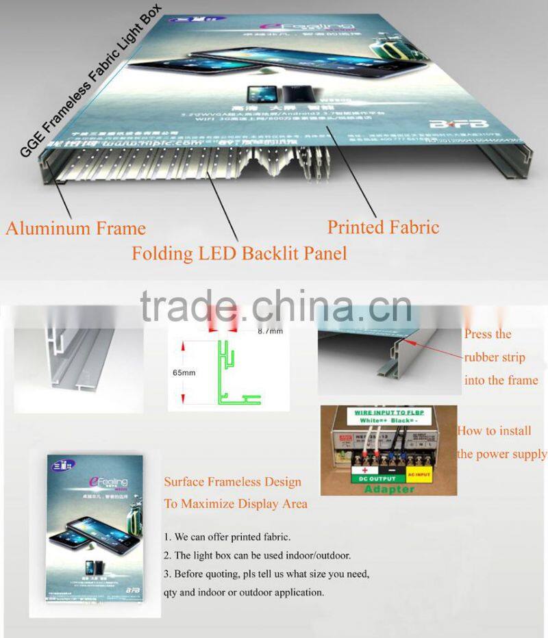 Indoor Slim Aluminous Frameless Free Standing Tension LED Fabric Display
