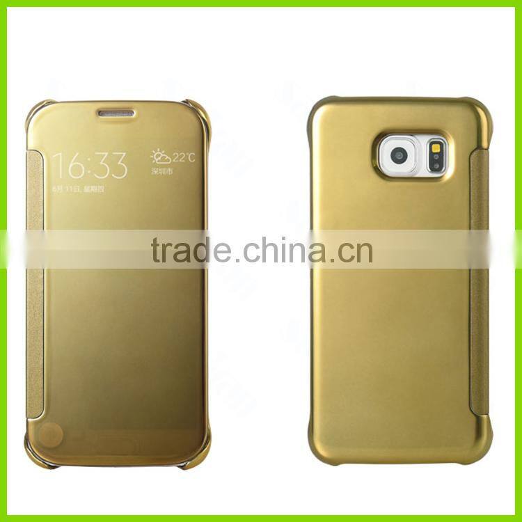 2015 new arrival smart flip cover Mirror case for samsung galaxy s6 edge