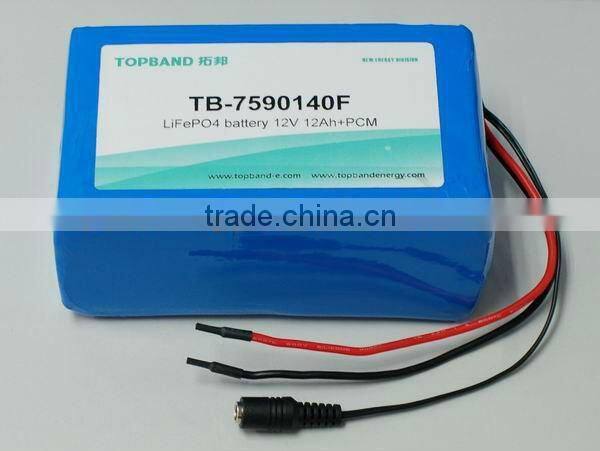2012 New LiFePO4 Battery TB-7590140F 12V 12AH with PCM used for Robots
