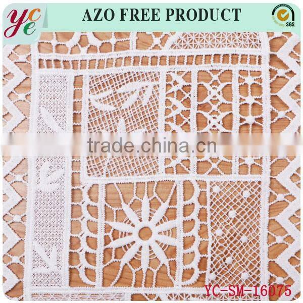 White squares multiple pattern woven hollow out design chemical lace embroidery fabric for wedding dress
