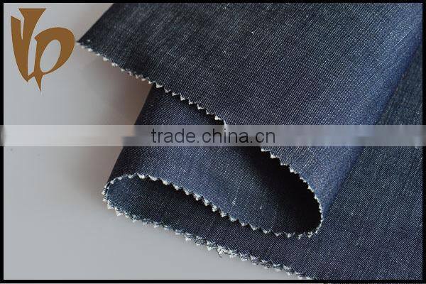 Indian Linen Cotton yarn dyed denim flax Fabric wholesale