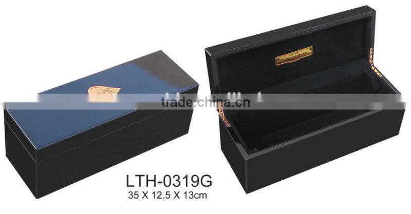 Black high gloss finish wooden wine packing box ,wooden box for wine