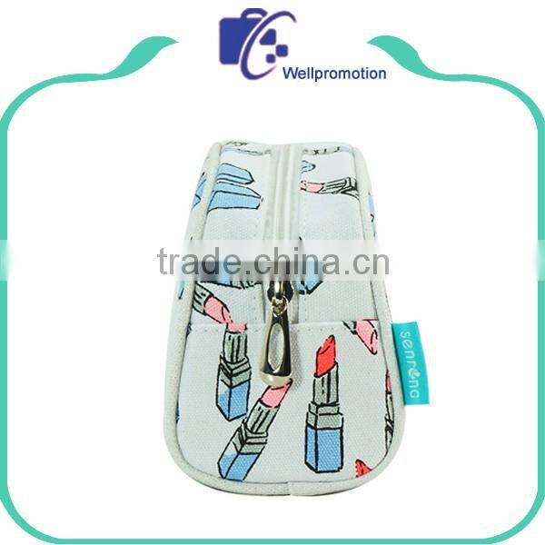 Wholesale luxury canvas cosmetic bag bulk makeup bag for girls
