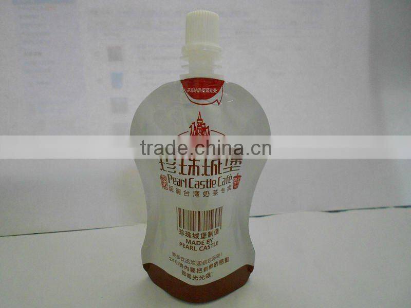 irregular milk tea powder stand up spout bag