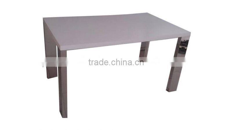 DT-2015 Modern White High Gloss Wooden Dining Table with Metal Frame