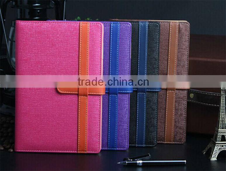 2015 colorful high quality stitching artificial leather a5 diary with inner line printing and pen holder