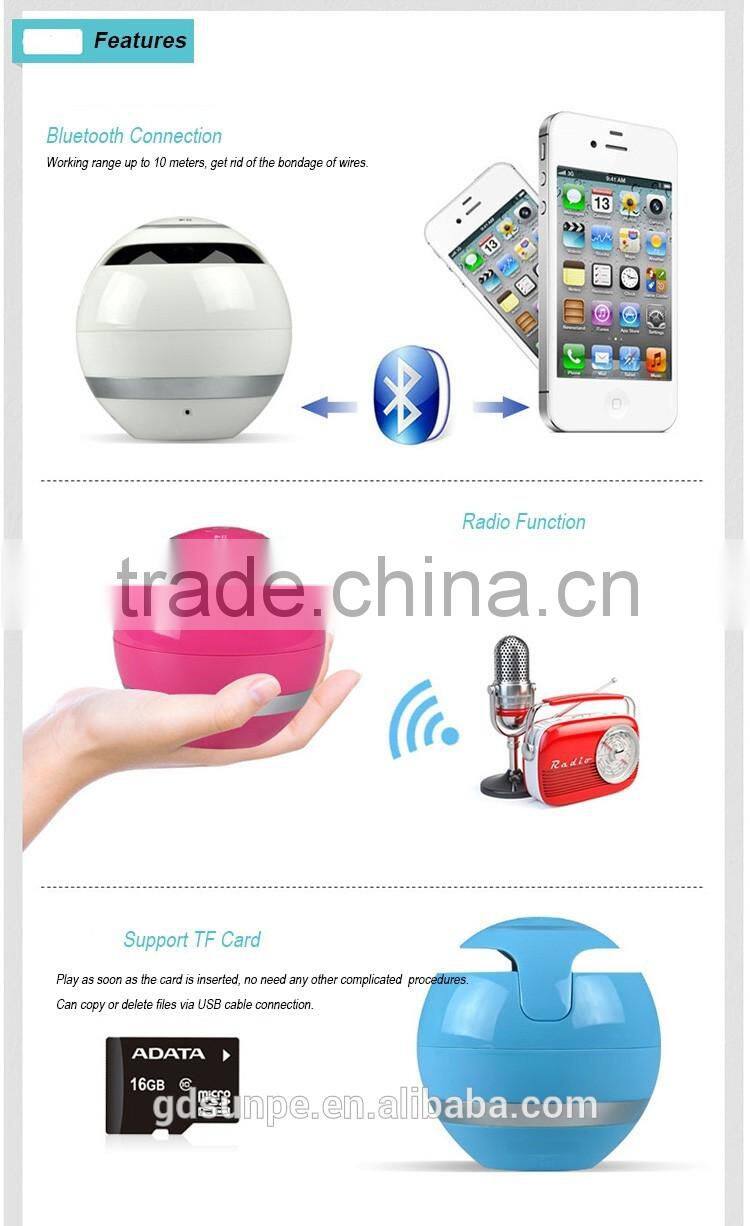 Hot new products for 2016 music player power amplifier ball shape LED mini bluetooth speaker with FM radio