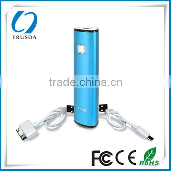 Power Bank Portable Charger 2800mah Trusda Black Lipstick-sized