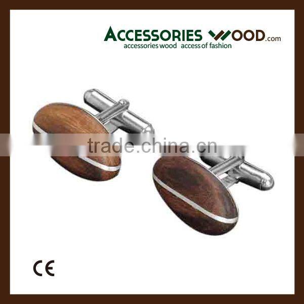 Wooden cufflink with stainless steel fashion style and color for men cufflink