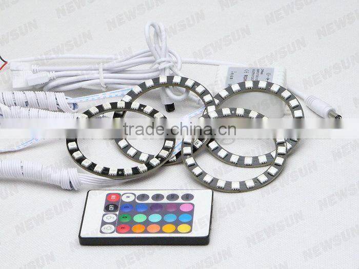 Upgrade of led and ccfl angel eyes, 7000K xenon bright 5050 SMD RGB led angel eyes 72mm diameter led ring light 16 colors change