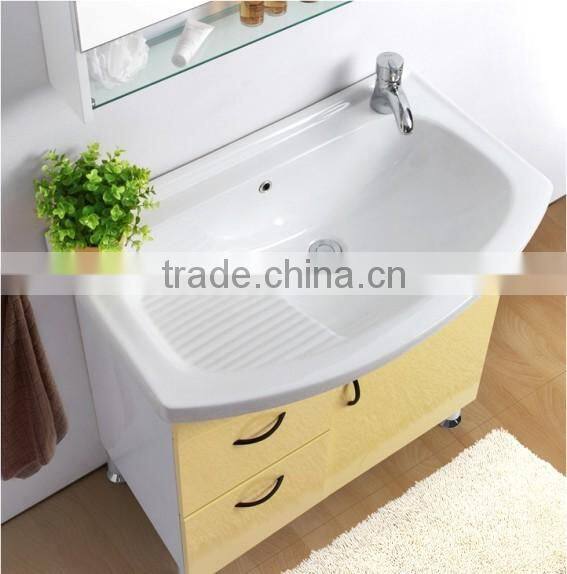 Middle East hot sale yellow color bathroom vanity flooring vanity with ceramic basin