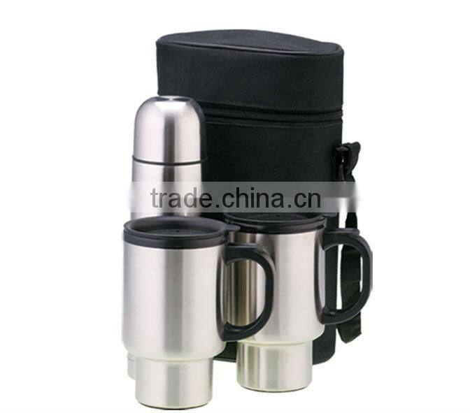 promotion flask and travel mug gifts set with bag packing