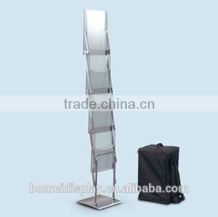 Portable adjustable collapsible folding acrylic brochure holder