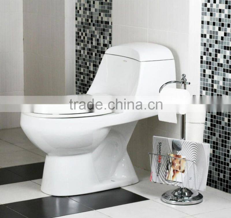 Toilet Paper Dispenser Stand with Magazine Rack, Chrome Plated