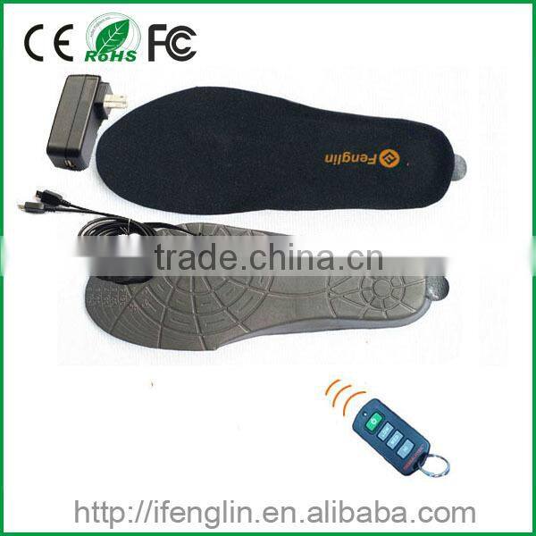 Remote Control Rechargeable Battery winter warm shoe insoles 3 temperature settings from fenglin