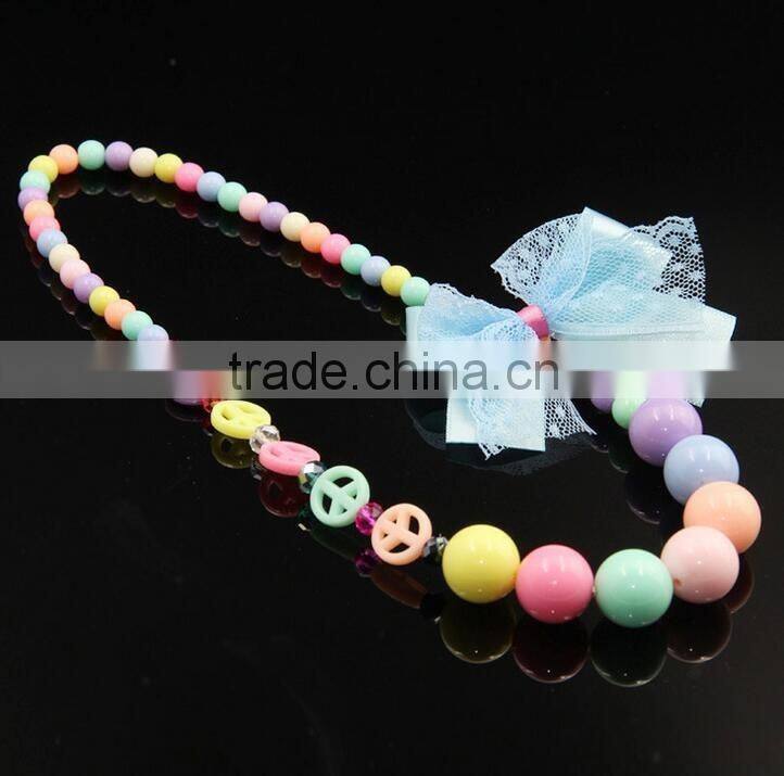 Fashion DIY Jewelry Handmade Multicolor Mixed Design Acrylic Children Baby Kids Beads Strand Necklaces