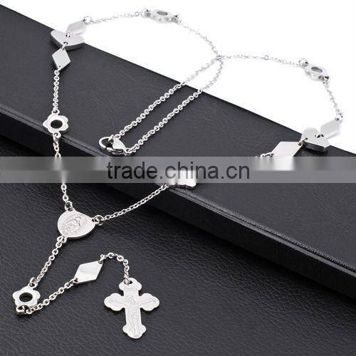 New Stainless Steel Sideways Cross Necklace(RN10034)