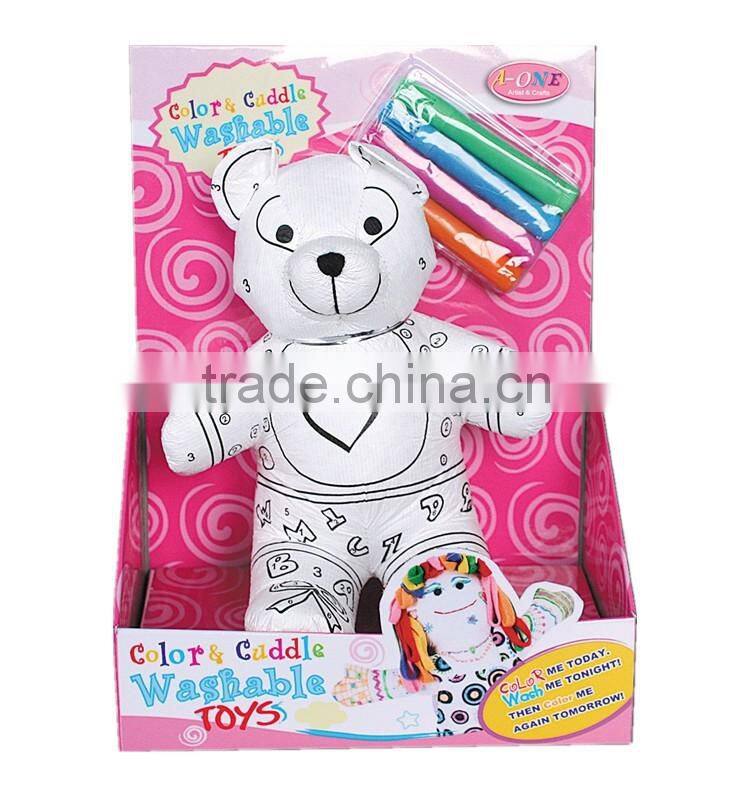 DIY Toy Coloring Washable Bear with 4 Markers
