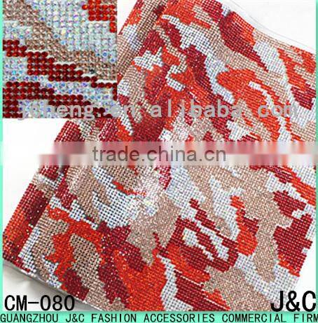 24*40cm blue color lace rhinestone hot fix Rhinestone mesh