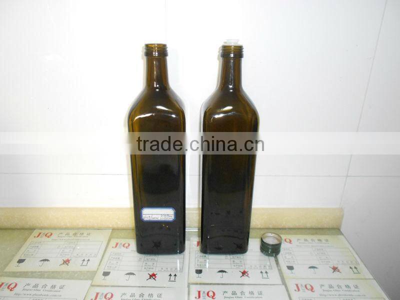 marasca type dark green glass olive oil bottle 1000ml