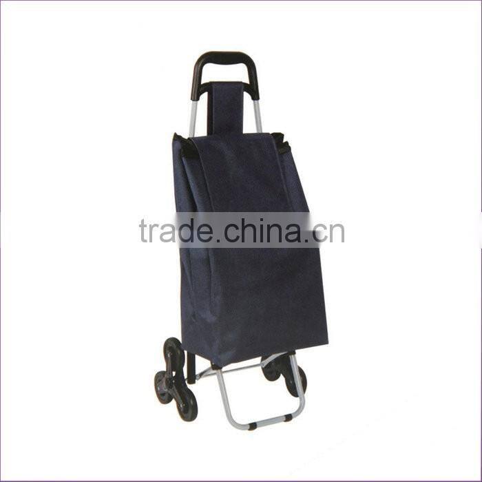 Solid-colored Square Pocket 6 Wheeled Climb Stairs Folding Shopping Cart