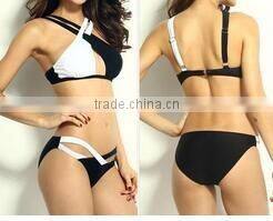 Foreign trade in black and white color matching biniki Europe and sexy women's bathing suit