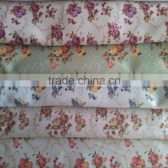 Two Sides Dull Blackout Fabric Flower Printing Curtain Fabric for household