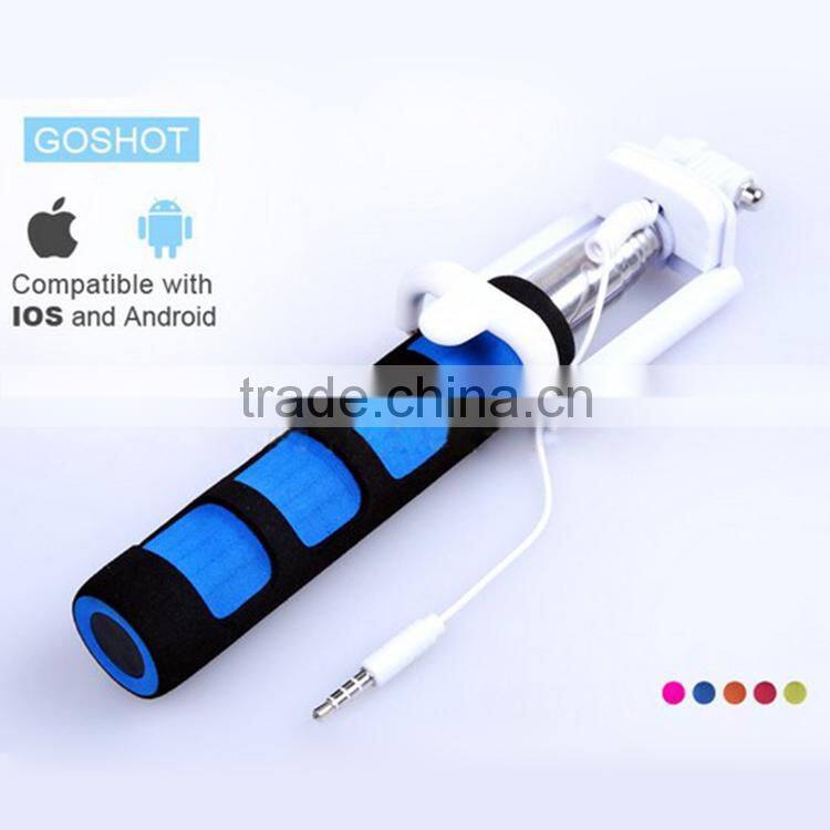 2016 Pocket size and foldable OEM mini wired cable selfie stick