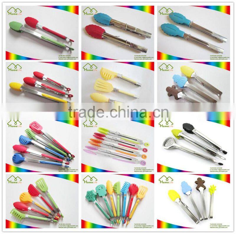 hot sale Non-stick Eco-Friendly stainless steel Silicone nylon food tong bbq tong