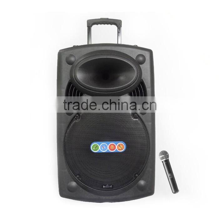 15 inch hot active type portable trolley bluetooth speaker with fm radio