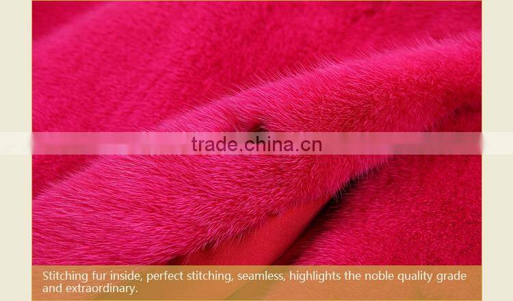 shenzhen OEM light pink women short mink fur coat for wholesale