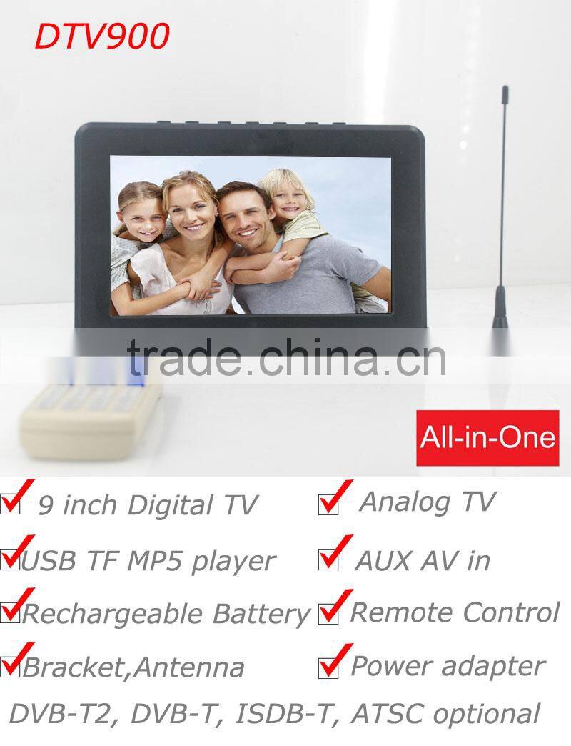 Analog TV DTV900- DVBT2 9 inch lcd tv antenna USB TF mp5 digital player drivers