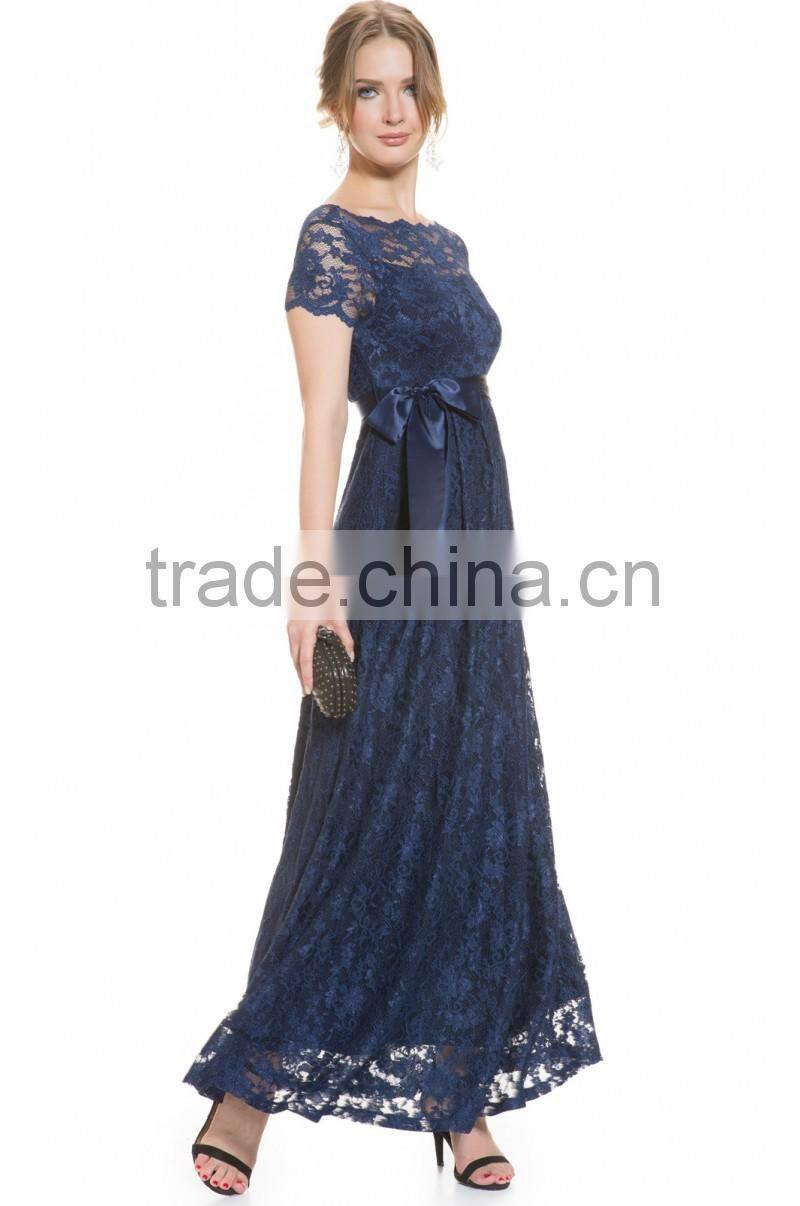 MATERNITY Lace Gown In NAVY dress, long maternity clothes,short sleeve maternity clothing